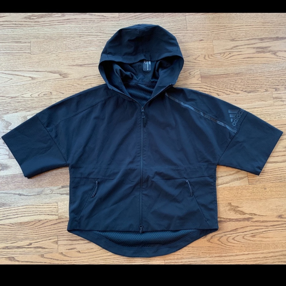 ADIDAS Performance Windbreaker Short Sleeve Zipper Running Work Out Top